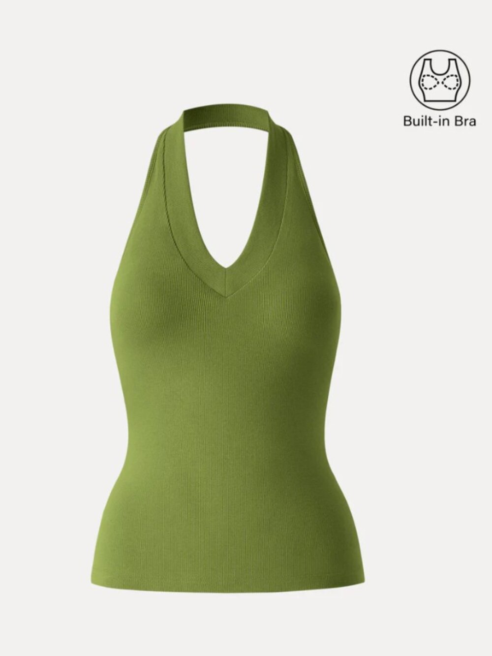 OGL Plantive Halter Neck Open Back Bra Tank in Peridot